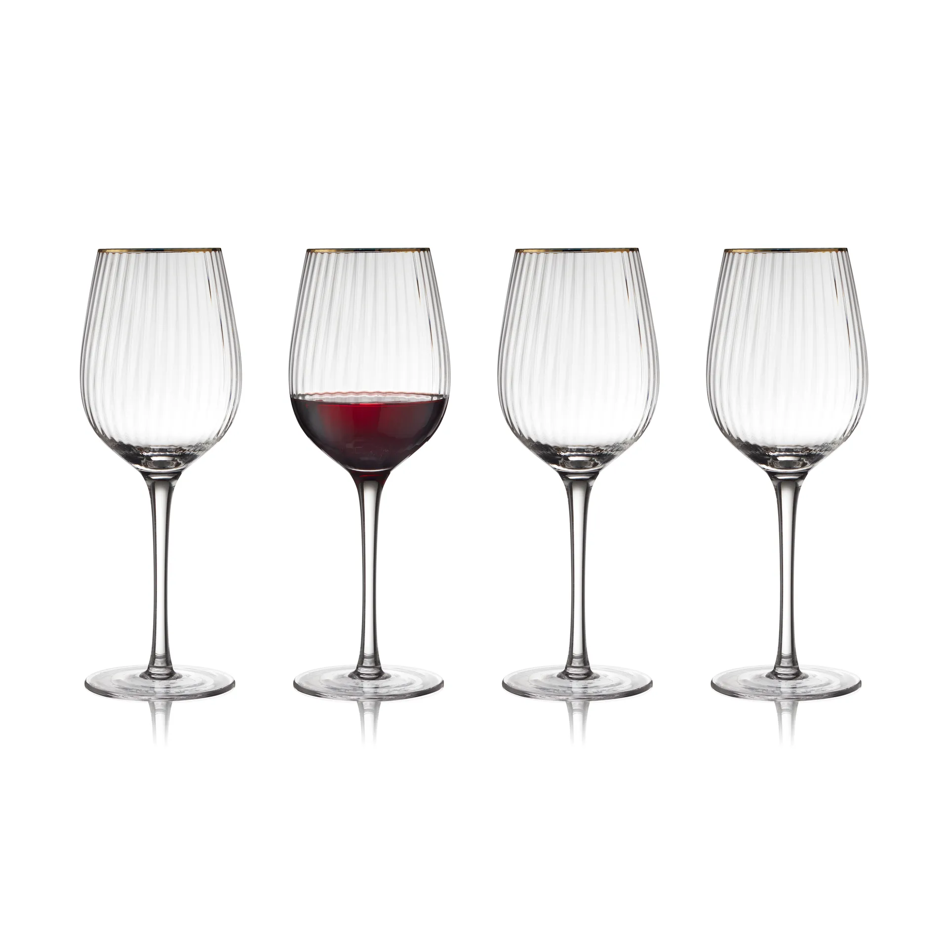 Verre à vin rouge Palermo Gold 40 cl, lot de 4, Transparent-or Lyngby Glas