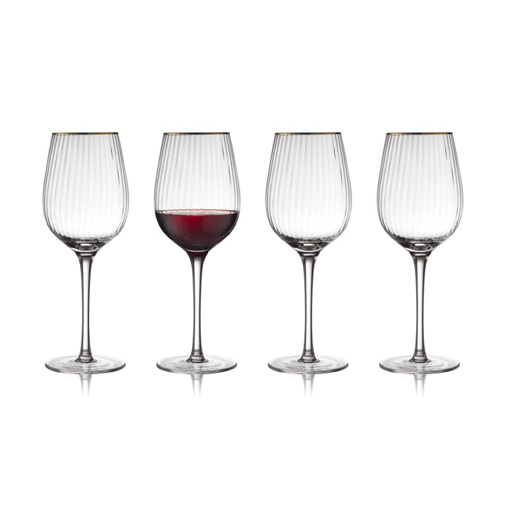 Verre à vin rouge Palermo Gold 40 cl, lot de 4 - Transparent-or - Lyngby Glas