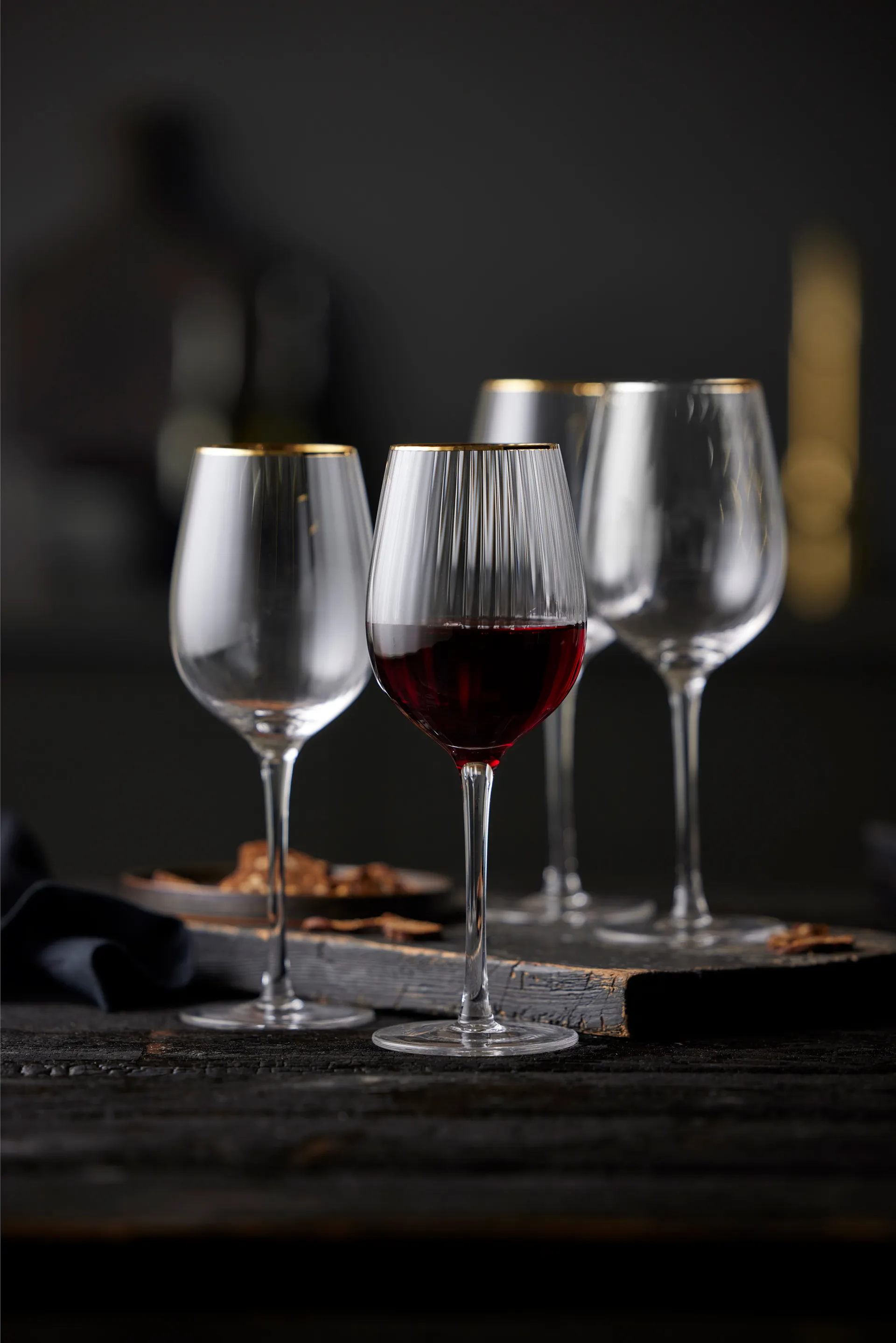 Verre à vin rouge Palermo Gold 40 cl, lot de 4, Transparent-or Lyngby Glas