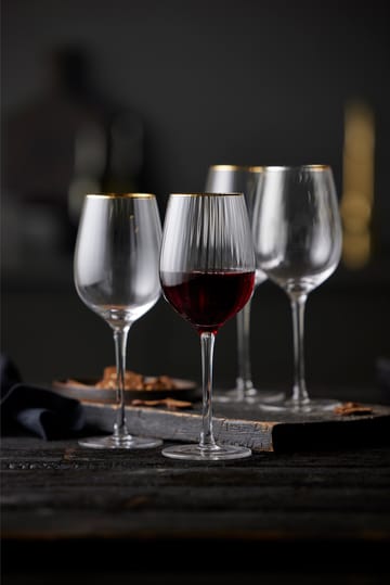 Verre à vin rouge Palermo Gold 40 cl, lot de 4 - Transparent-or - Lyngby Glas