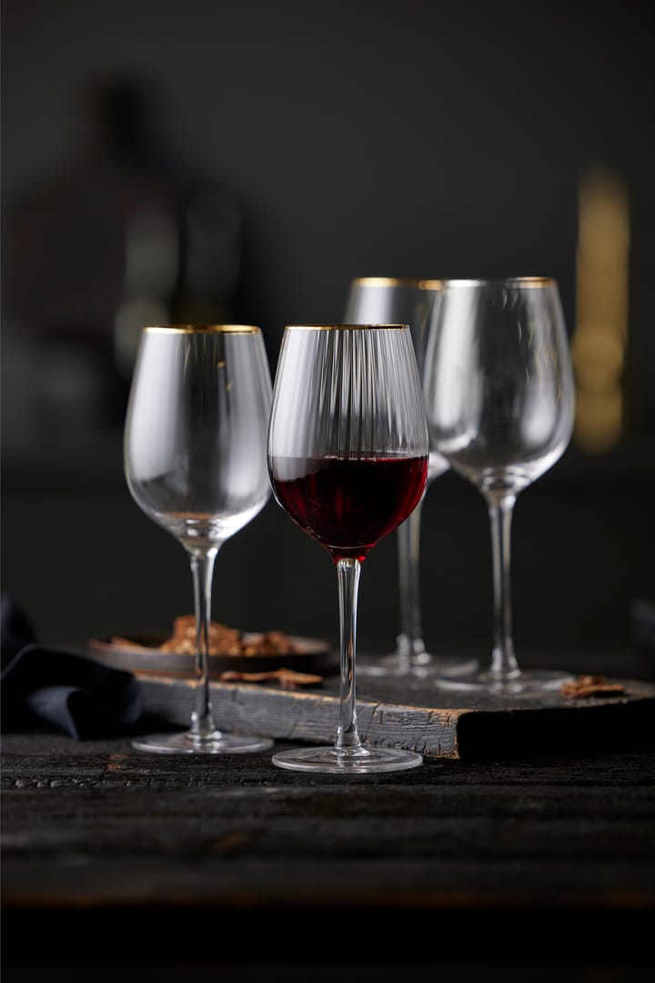 Verre à vin rouge Palermo Gold 40 cl, lot de 4, Transparent-or Lyngby Glas