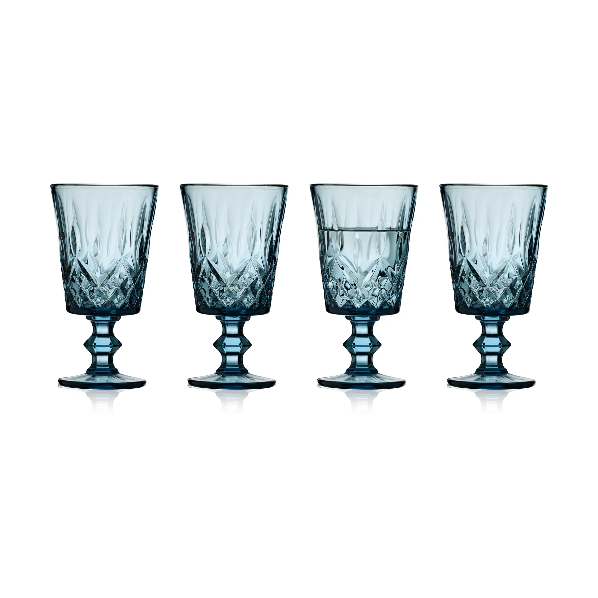 Verres à vin Sorrento 29 cl, lot de 4, Bleu Lyngby Glas