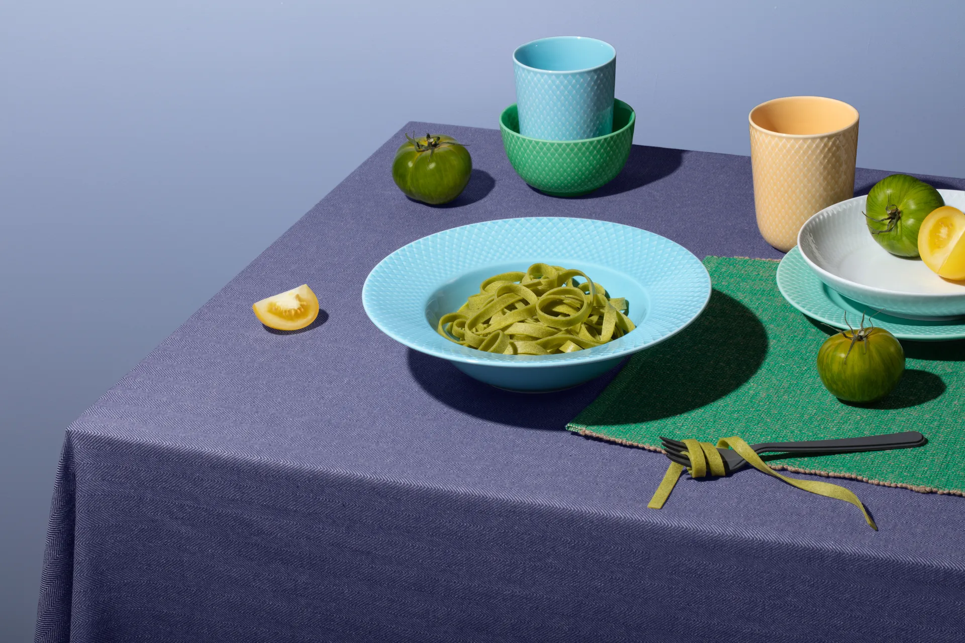 Assiette creuse Rhombe Ø24,5 cm, Turquoise Lyngby Porcelæn