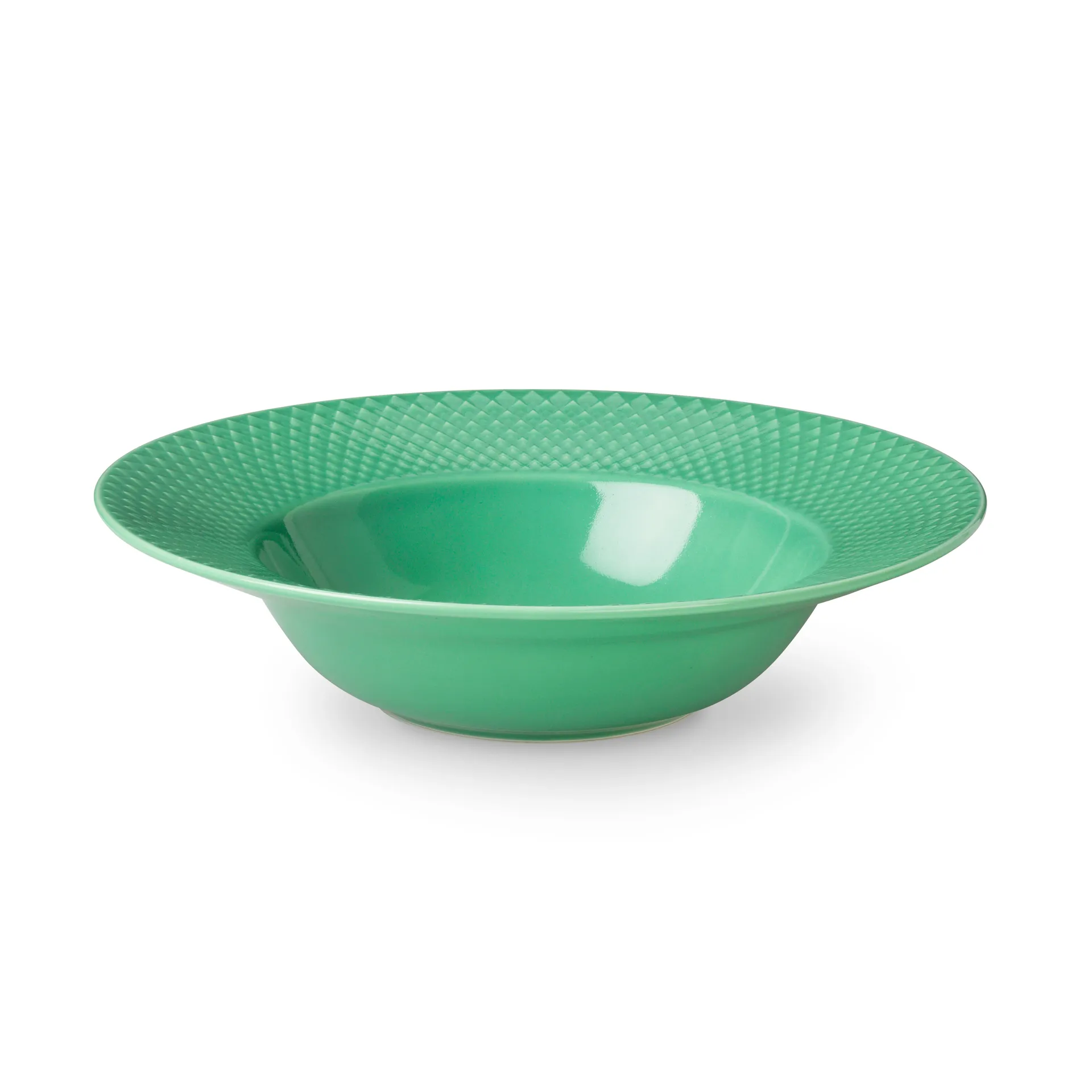 Assiette creuse Rhombe vert, 24,5 cm Lyngby Porcelæn