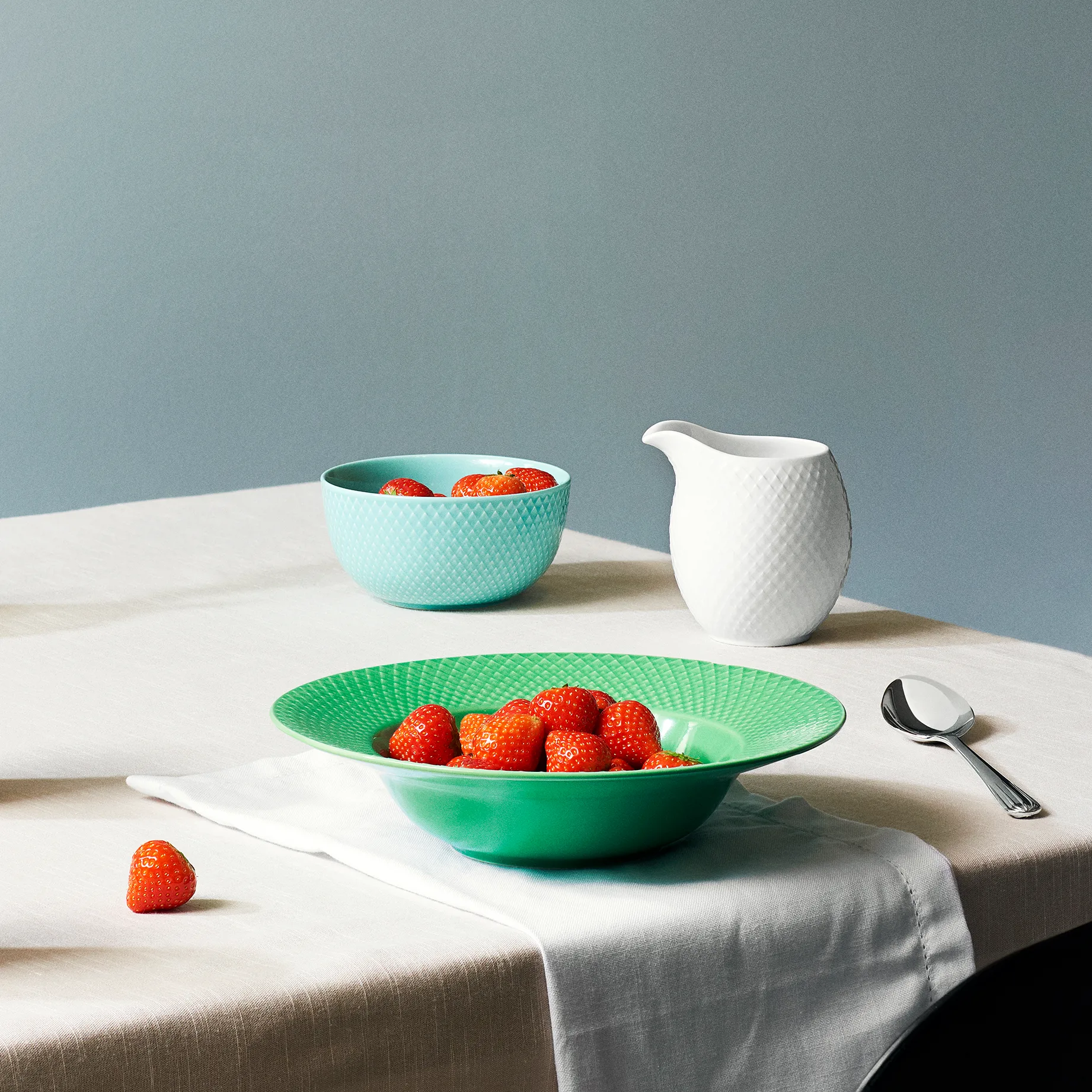 Assiette creuse Rhombe vert, 24,5 cm Lyngby Porcelæn
