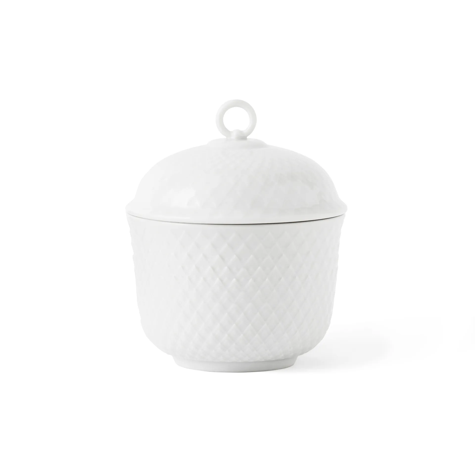 Bol avec couvercle Rhombe Ø8,5 cm, Blanc Lyngby Porcelæn