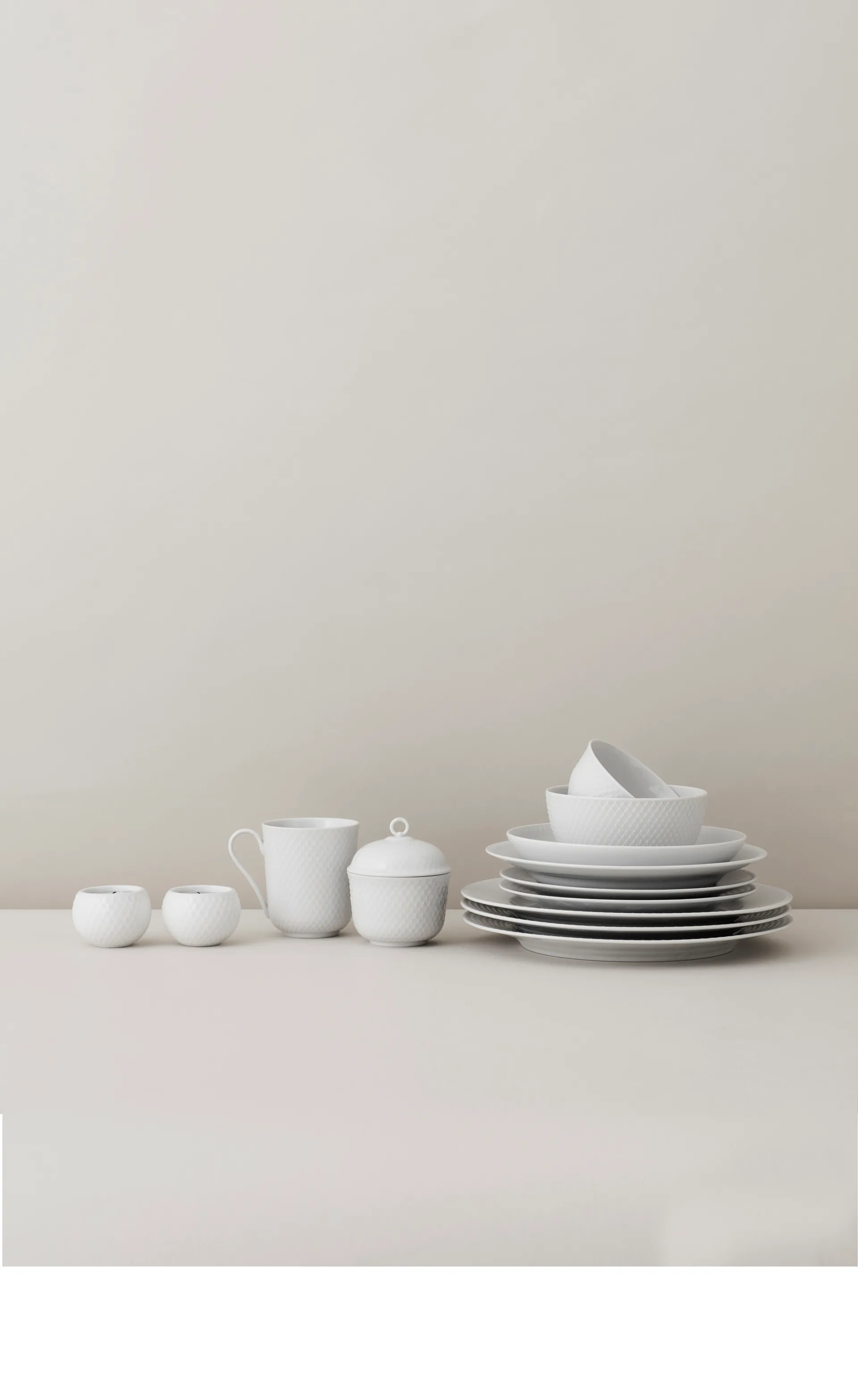 Bol avec couvercle Rhombe Ø8,5 cm, Blanc Lyngby Porcelæn