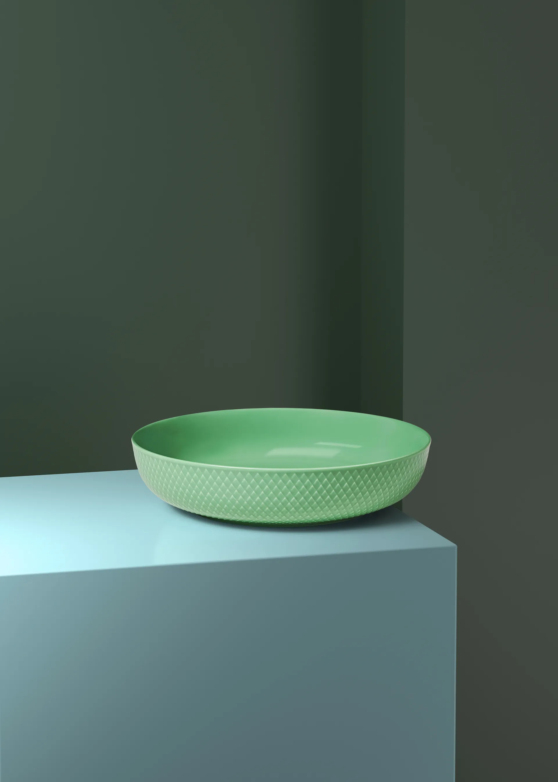 Bol de service Rhombe Ø28 cm, Vert Lyngby Porcelæn