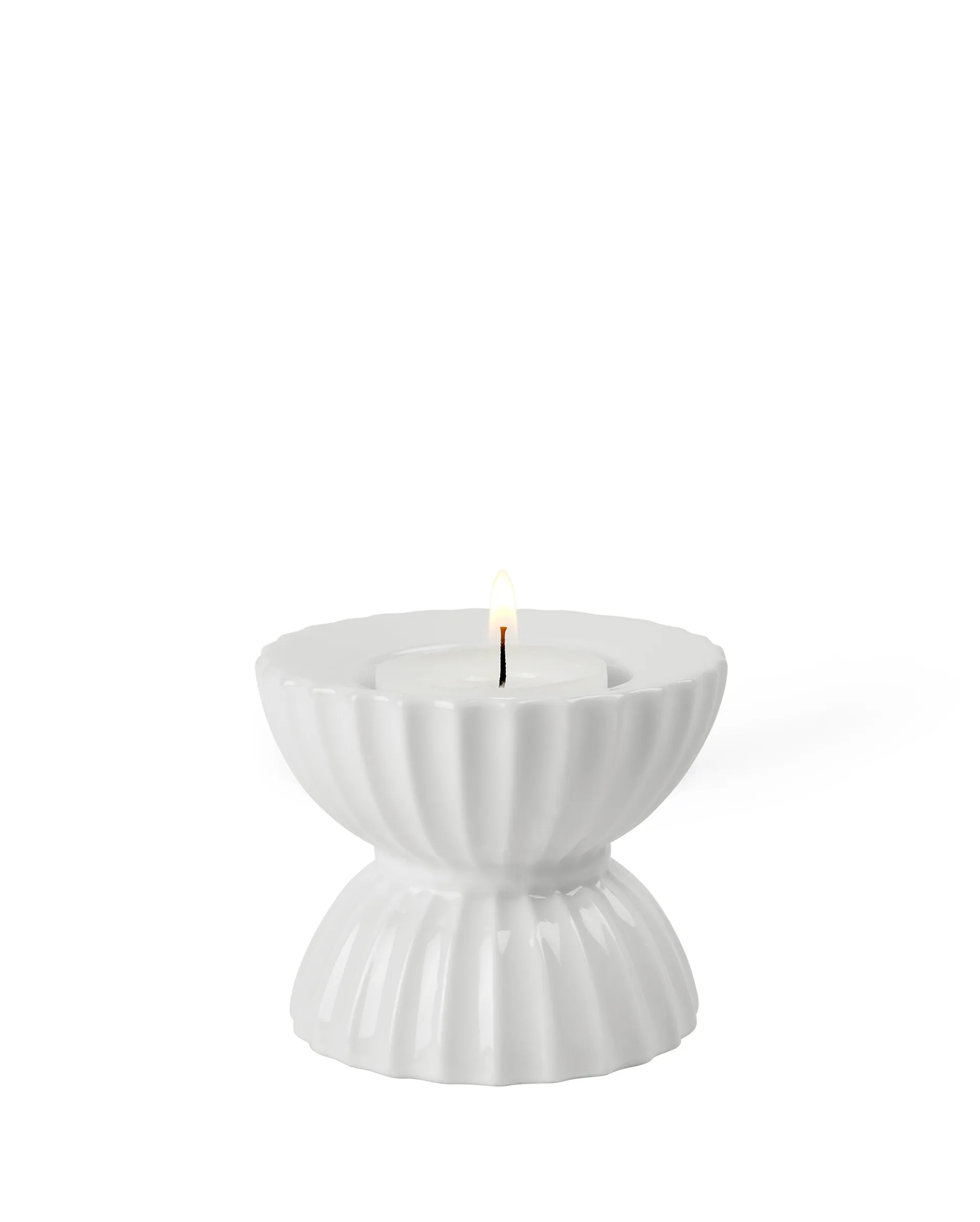 Bougeoir pour bougie chauffe-plat Ø8 cm Lyngby Tura, Blanc Lyngby Porcelæn
