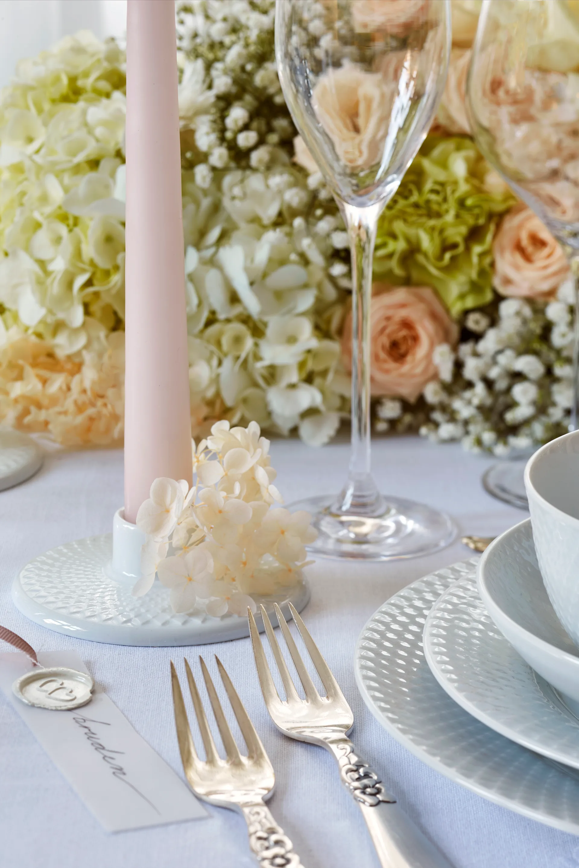 Bougeoir Rhombe 3 cm, Blanc Lyngby Porcelæn