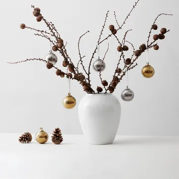 Boule de Noël Rhombe Ø7 cm - Argenté - Lyngby Porcelæn