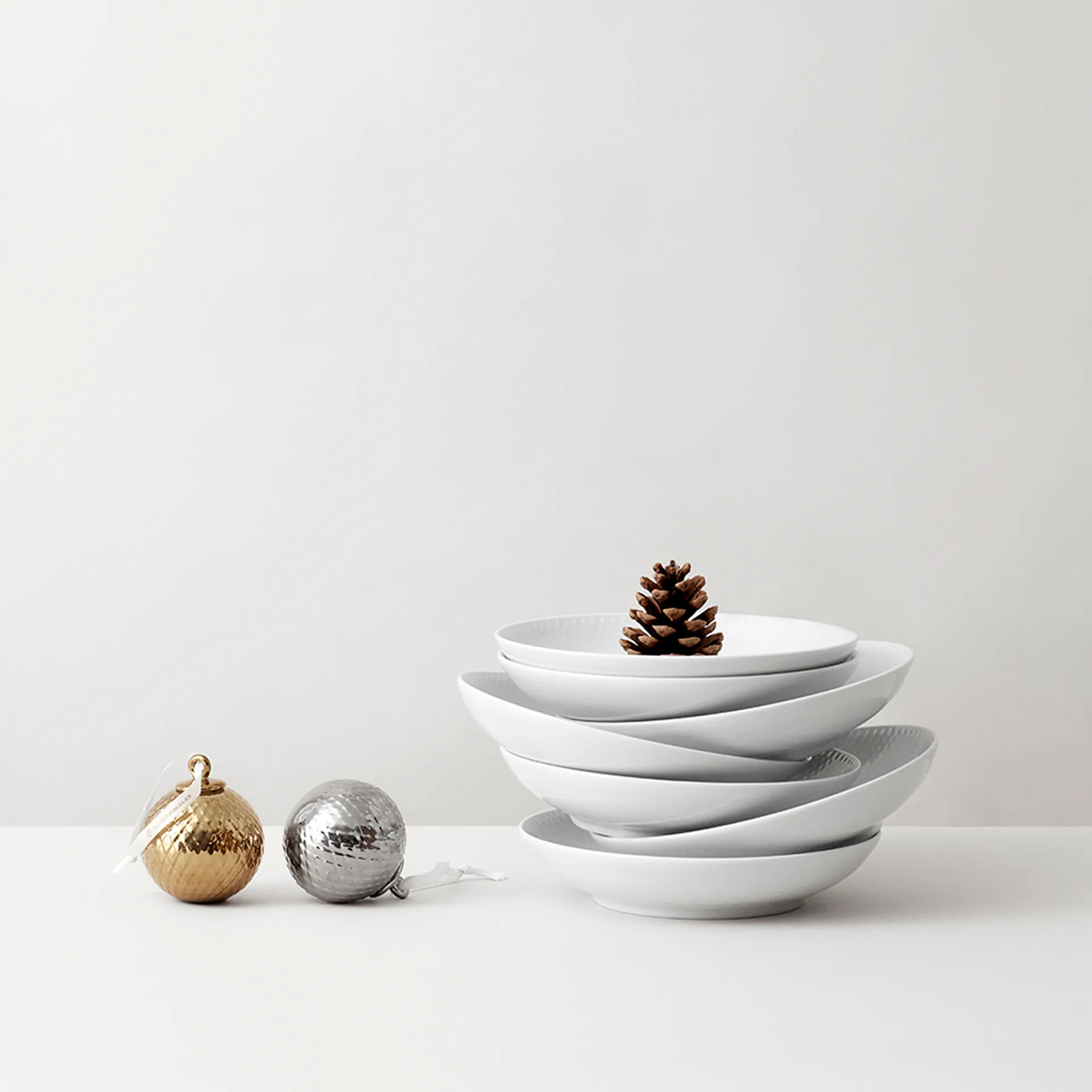 Boule de Noël Rhombe Ø7 cm, Argenté Lyngby Porcelæn