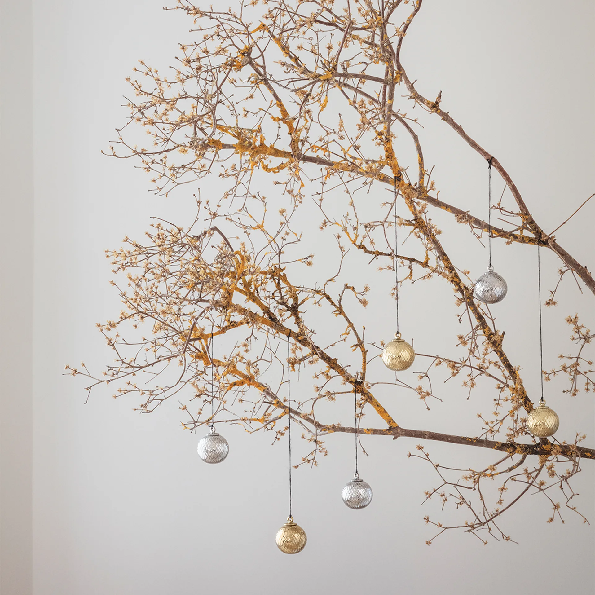 Boule de Noël Rhombe Ø7 cm, Argenté Lyngby Porcelæn