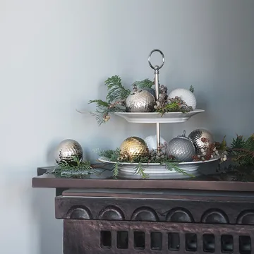 Boule de Noël Rhombe Ø7 cm - Argenté - Lyngby Porcelæn