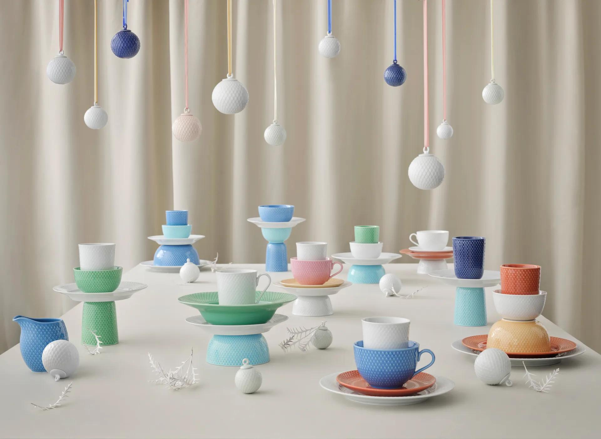 Boule de Noël Rhombe Ø7 cm, Blanc Lyngby Porcelæn