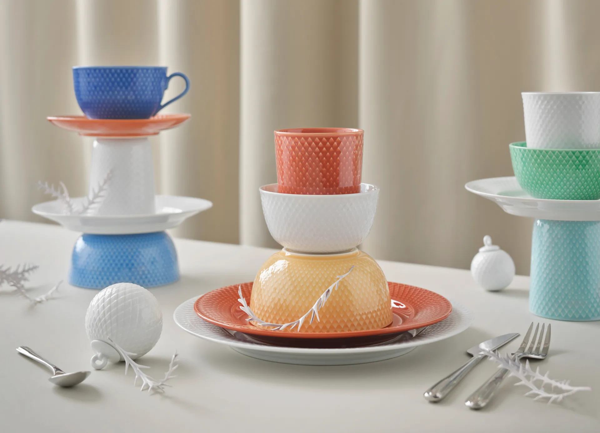 Boule de Noël Rhombe Ø7 cm, Blanc Lyngby Porcelæn