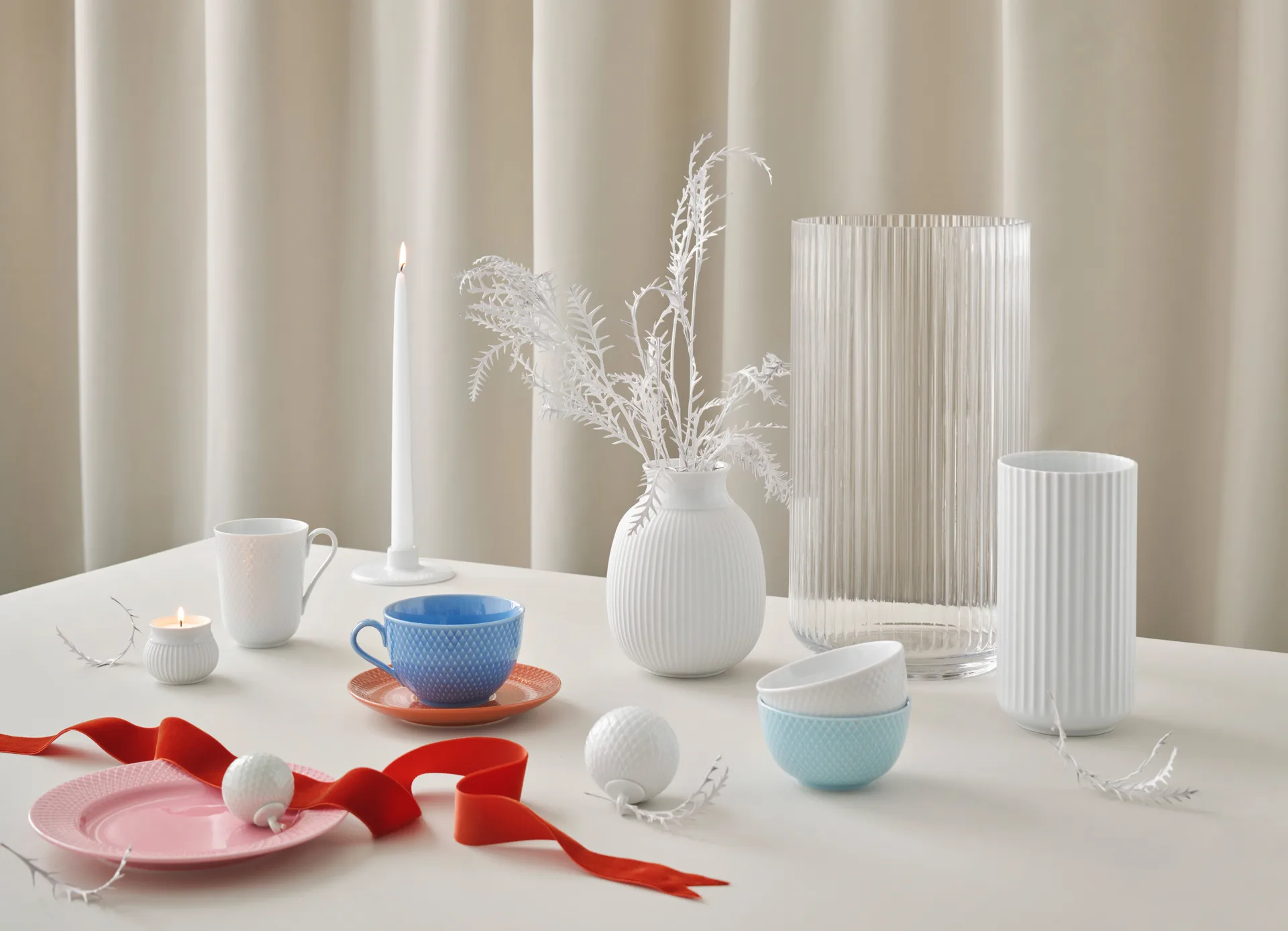 Boule de Noël Rhombe Ø7 cm, Blanc Lyngby Porcelæn