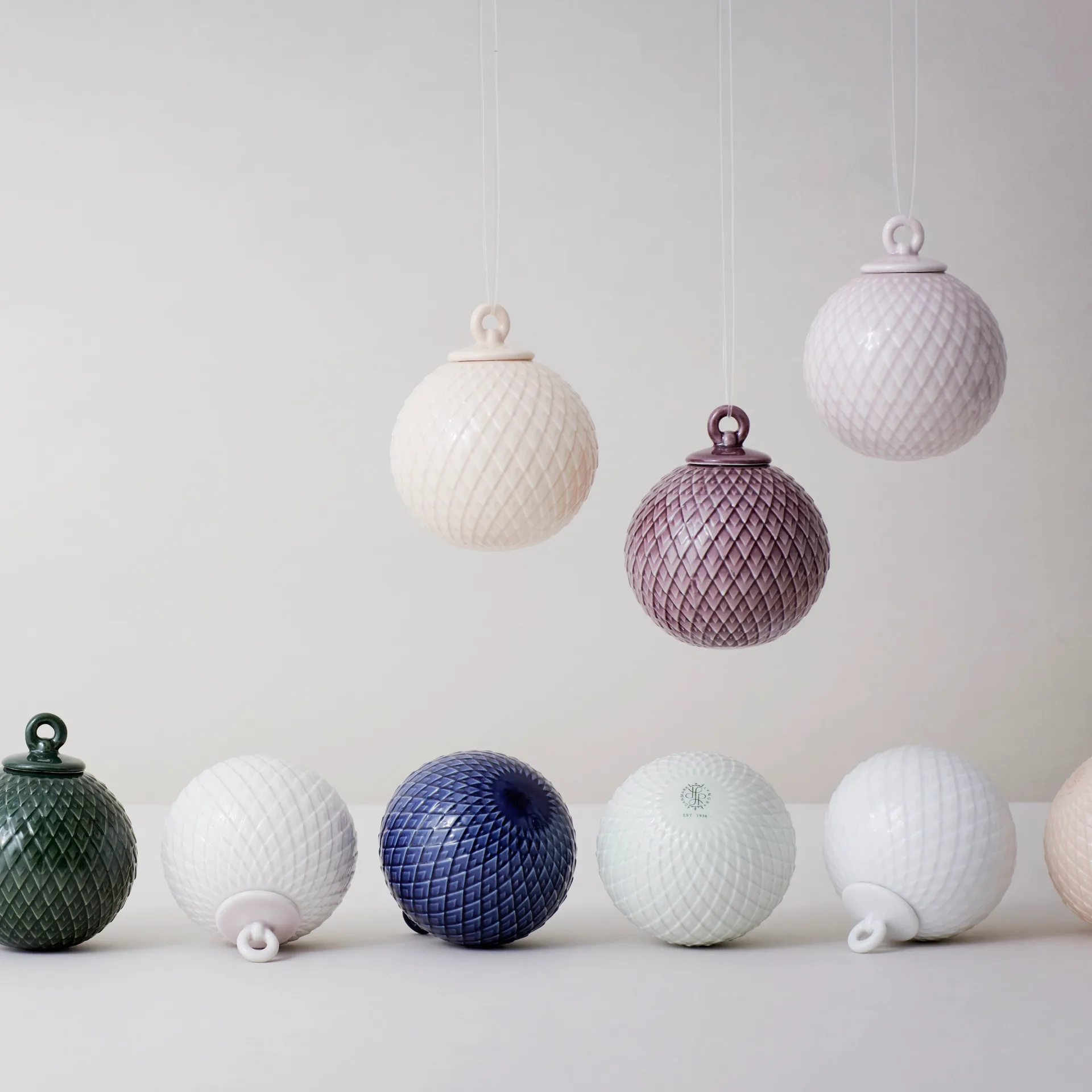 Boule de Noël Rhombe Ø7 cm, Blanc Lyngby Porcelæn
