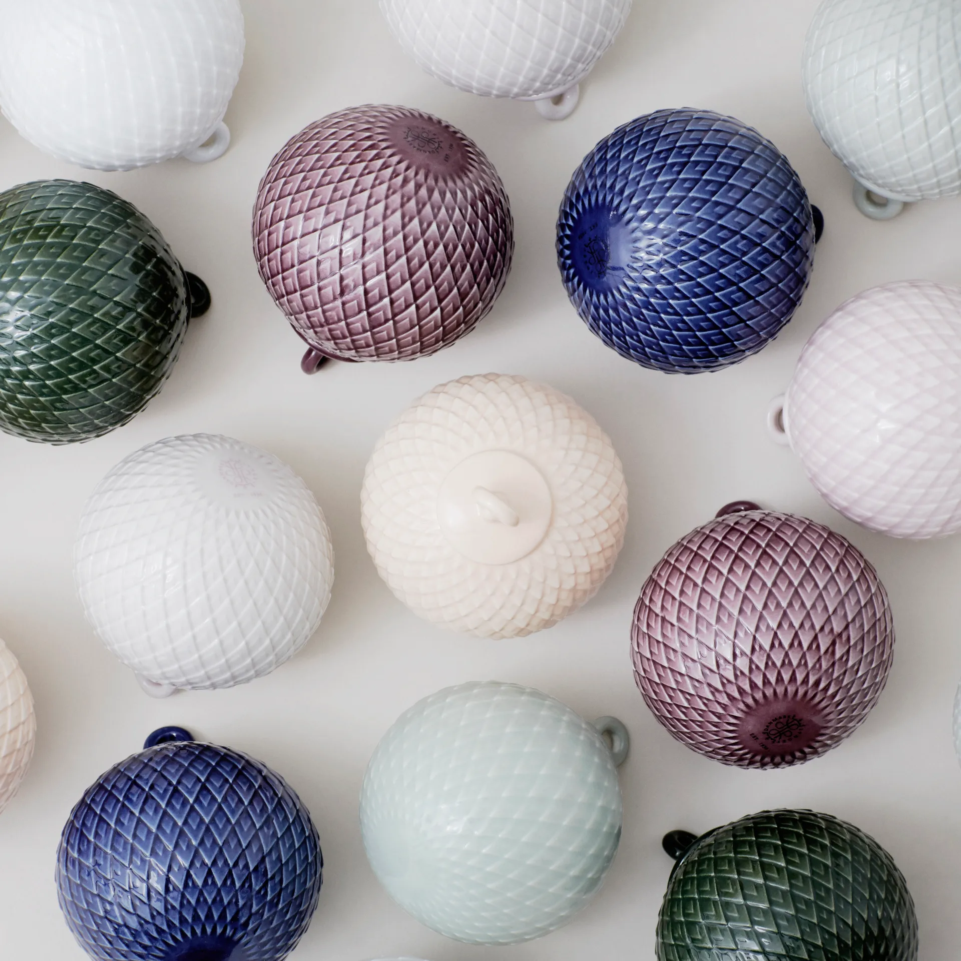 Boule de Noël Rhombe Ø7 cm, Blanc Lyngby Porcelæn