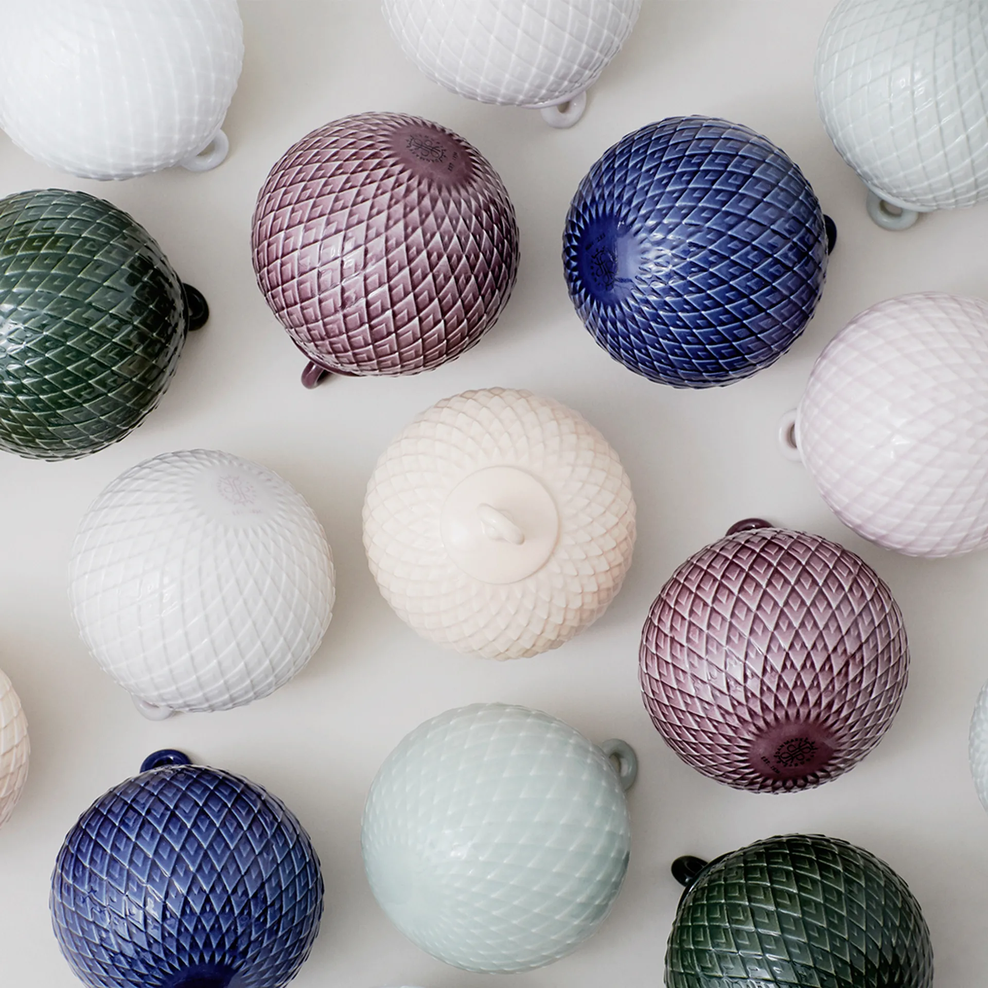 Boule de Noël Rhombe Ø7 cm, Rouge Lyngby Porcelæn