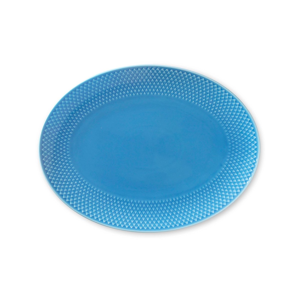lyngby porcelæn plat à service oval rhombe 21,5x28,5 cm bleu