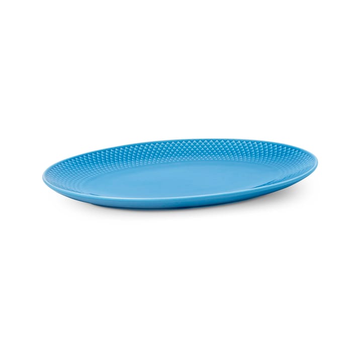 Plat à service oval Rhombe 21,5x28,5 cm - Bleu - Lyngby Porcelæn