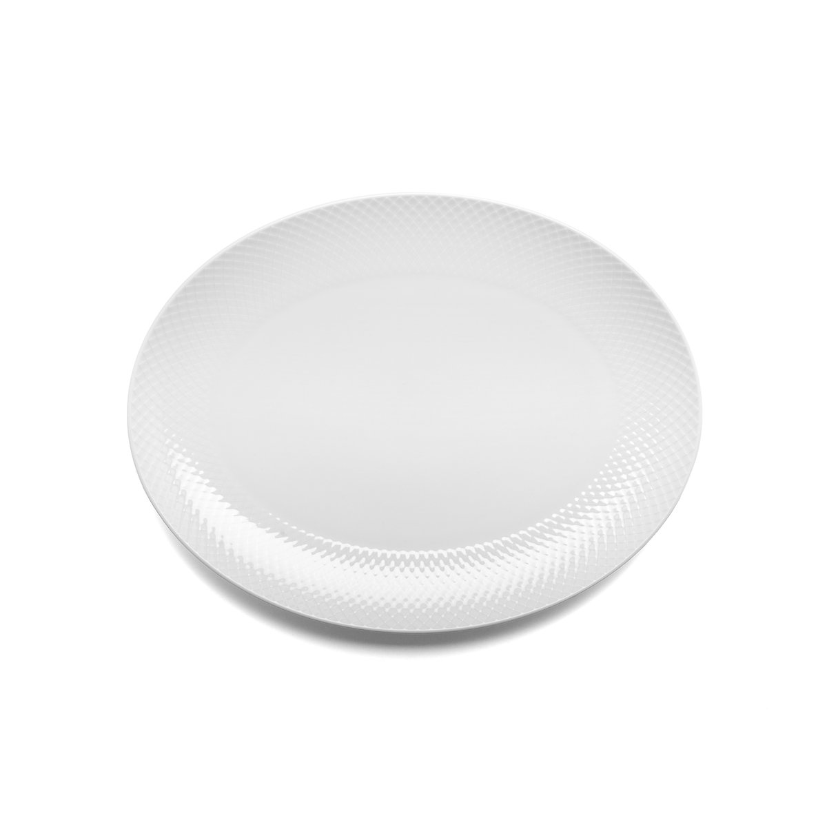 lyngby porcelæn plat de service oval rhombe 35x26,5 cm blanc