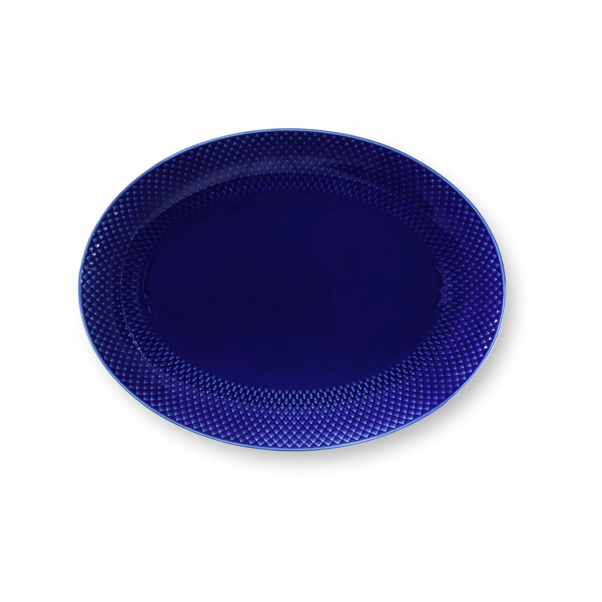 Plat de service oval Rhombe 35x26,5 cm, Bleu foncé Lyngby Porcelæn