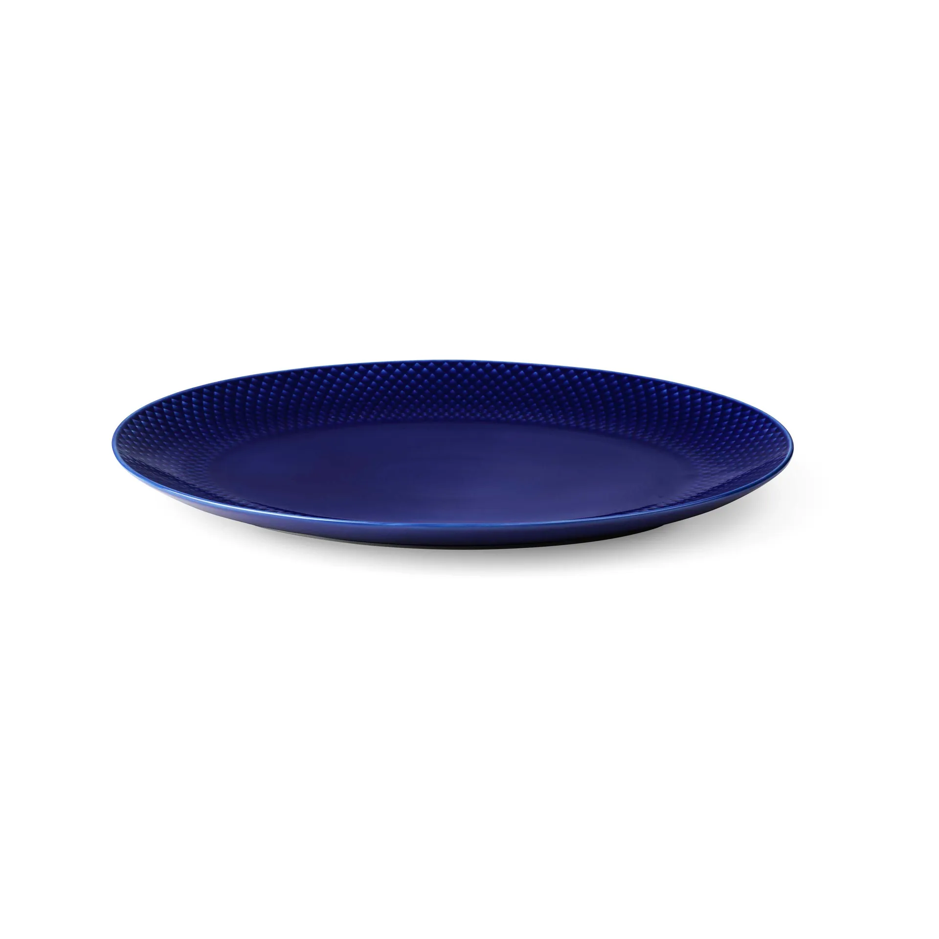 Plat de service oval Rhombe 35x26,5 cm, Bleu foncé Lyngby Porcelæn