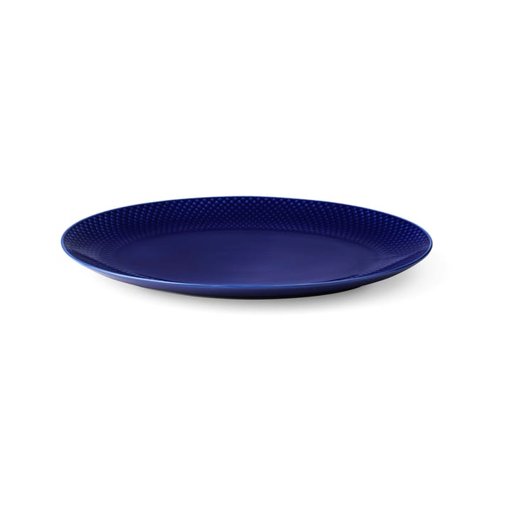 Plat de service oval Rhombe 35x26,5 cm - Bleu foncé - Lyngby Porcelæn