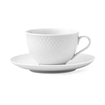Tasse à thé avec soucoupe Rhombe 24 cl - Blanc - Lyngby Porcelæn