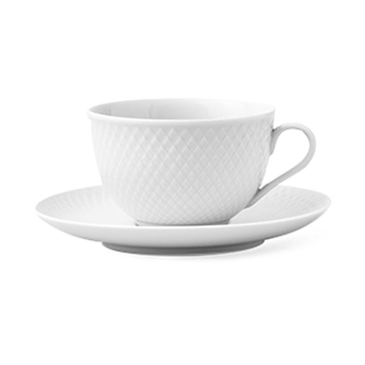 Tasse à thé avec soucoupe Rhombe 24 cl - Blanc - Lyngby Porcelæn