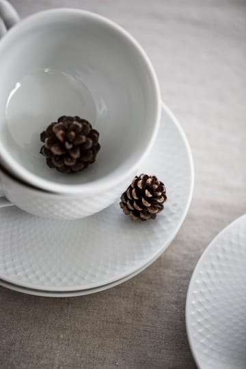 Tasse à thé avec soucoupe Rhombe 24 cl - Blanc - Lyngby Porcelæn