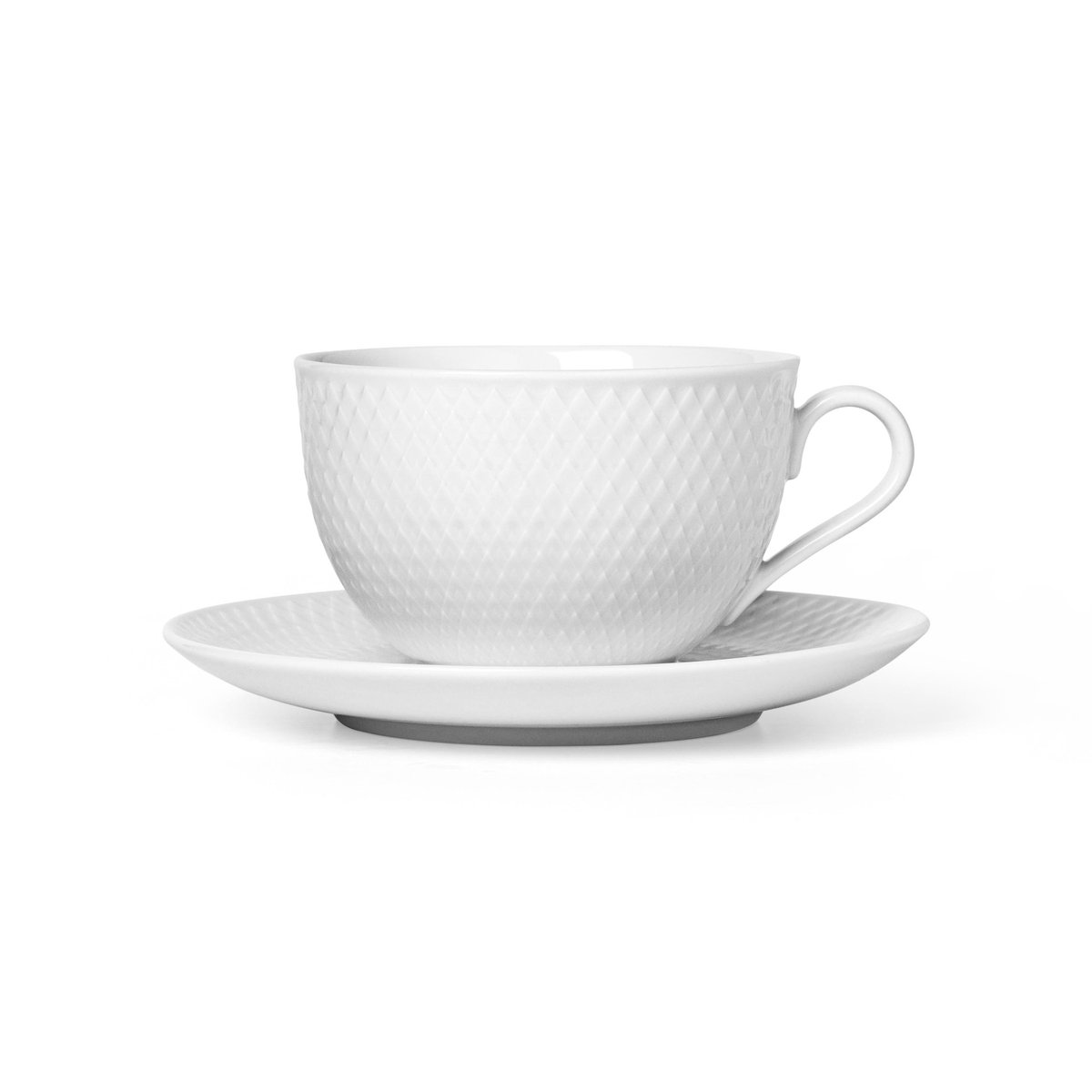 lyngby porcelæn tasse à thé avec soucoupe rhombe blanc
