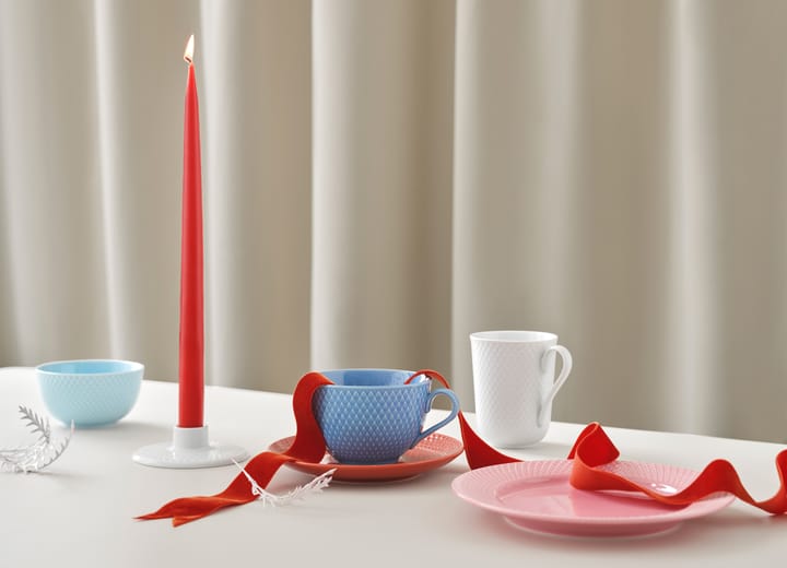 Tasse à thé avec soucoupe Rhombe - Bleu-terracotta - Lyngby Porcelæn