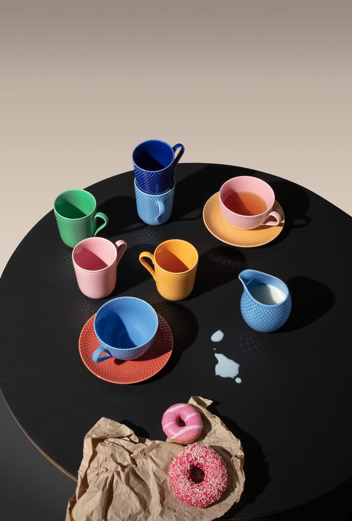 Tasse à thé avec soucoupe Rhombe - Bleu-terracotta - Lyngby Porcelæn