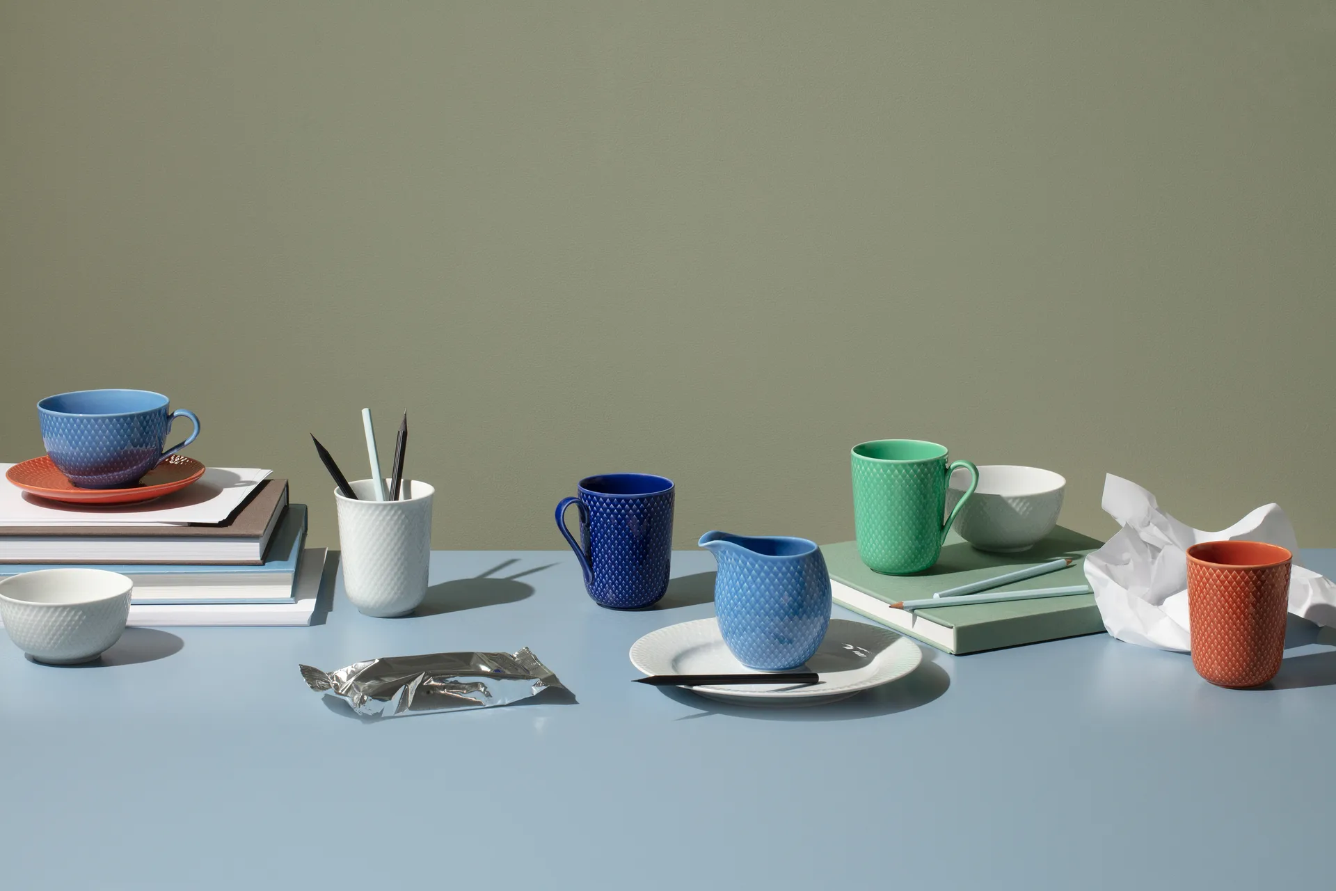 Tasse avec poignée Rhombe 33 cl, Bleu foncé Lyngby Porcelæn