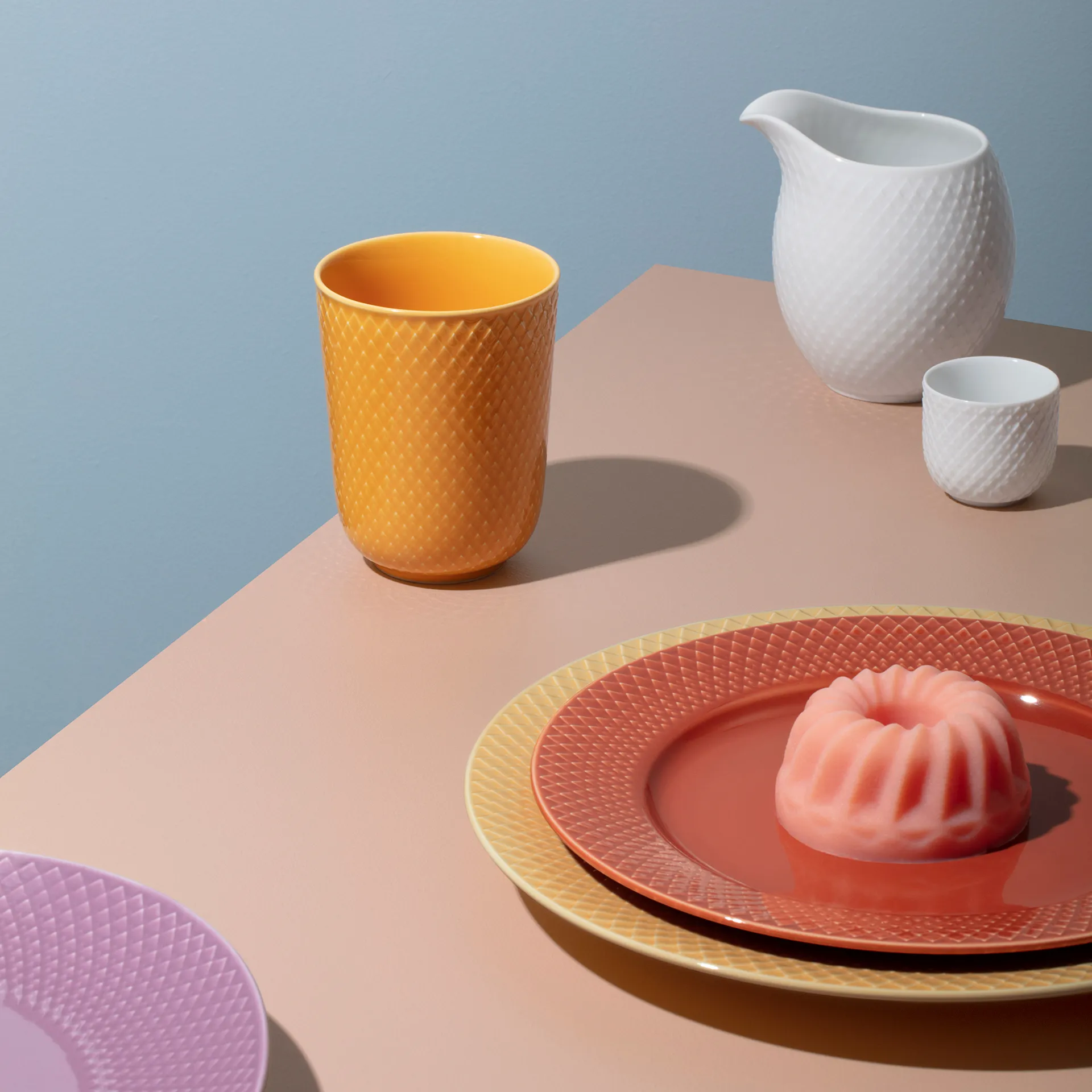 Tasse sans anse Rhombe 33 cl, Jaune Lyngby Porcelæn