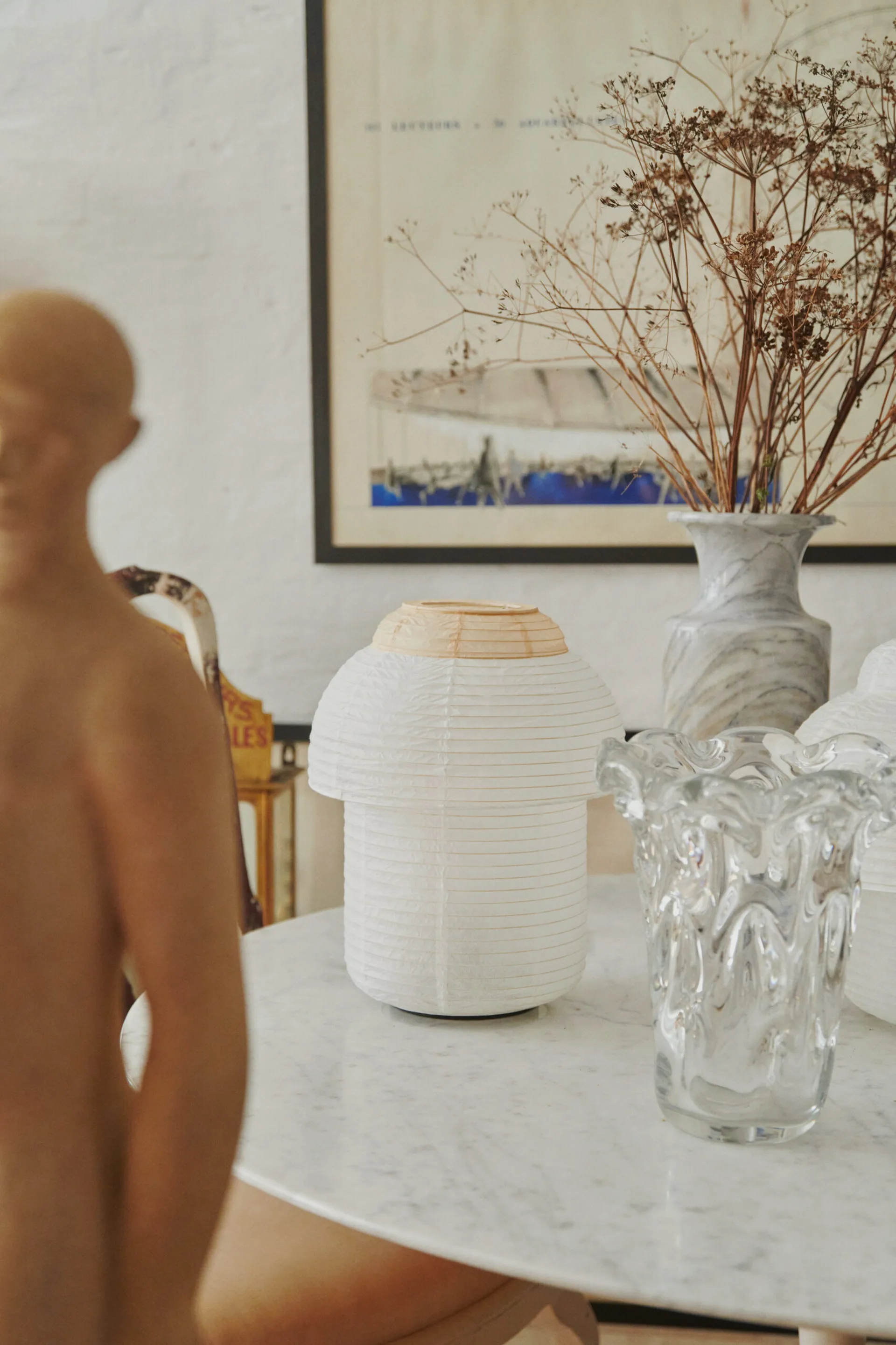 Lampe de table Papier Double Ø30 cm, Soft yellow Made By Hand