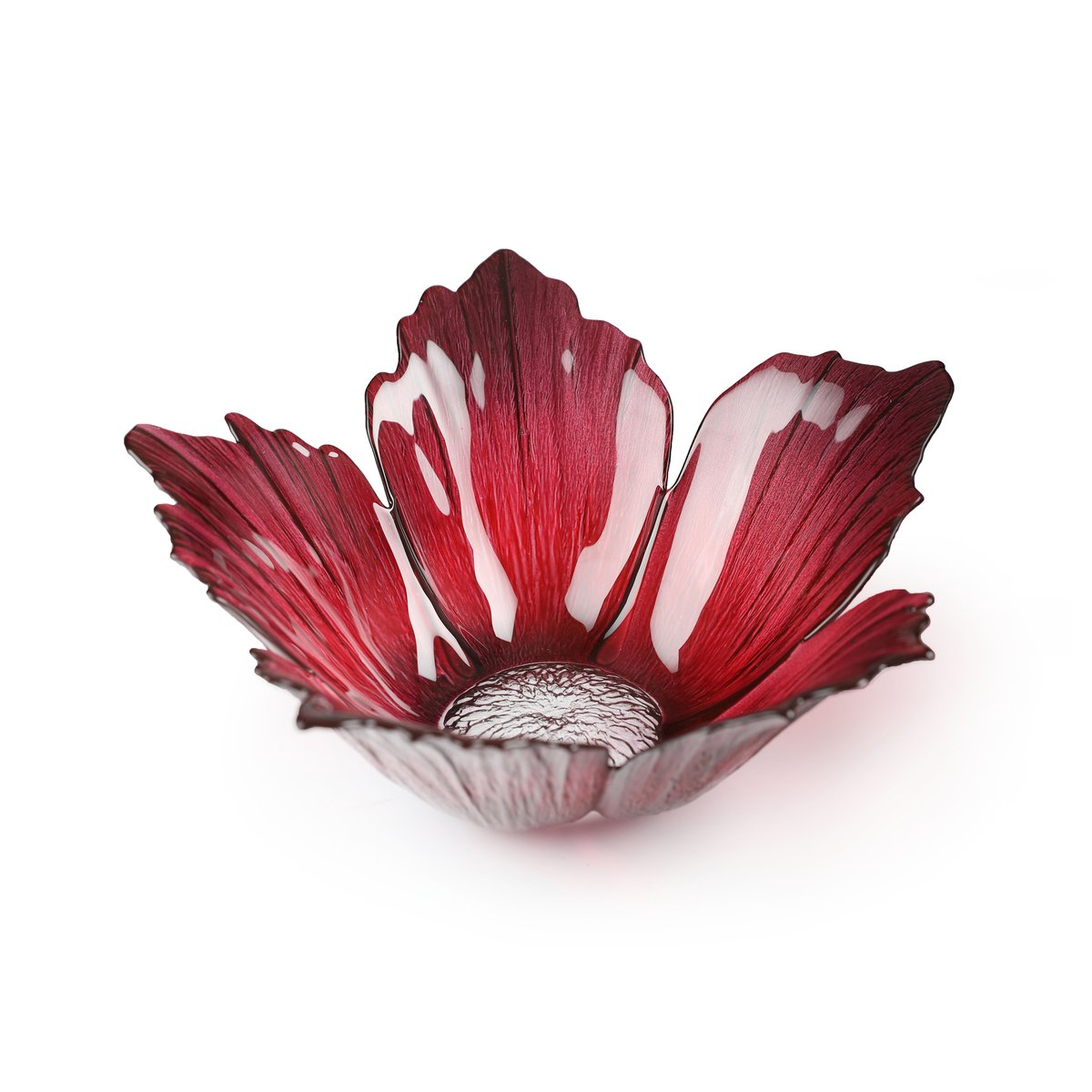 målerås glasbruk bol en verre fleur rose rouge grand ø23 cm