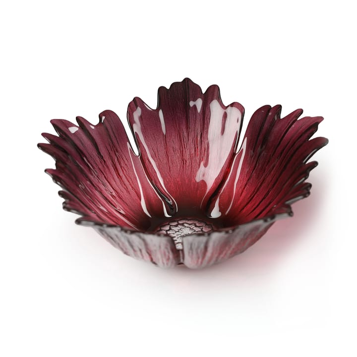 Bol en verre Fleur rose rouge - Petit Ø19 cm - Målerås Glasbruk