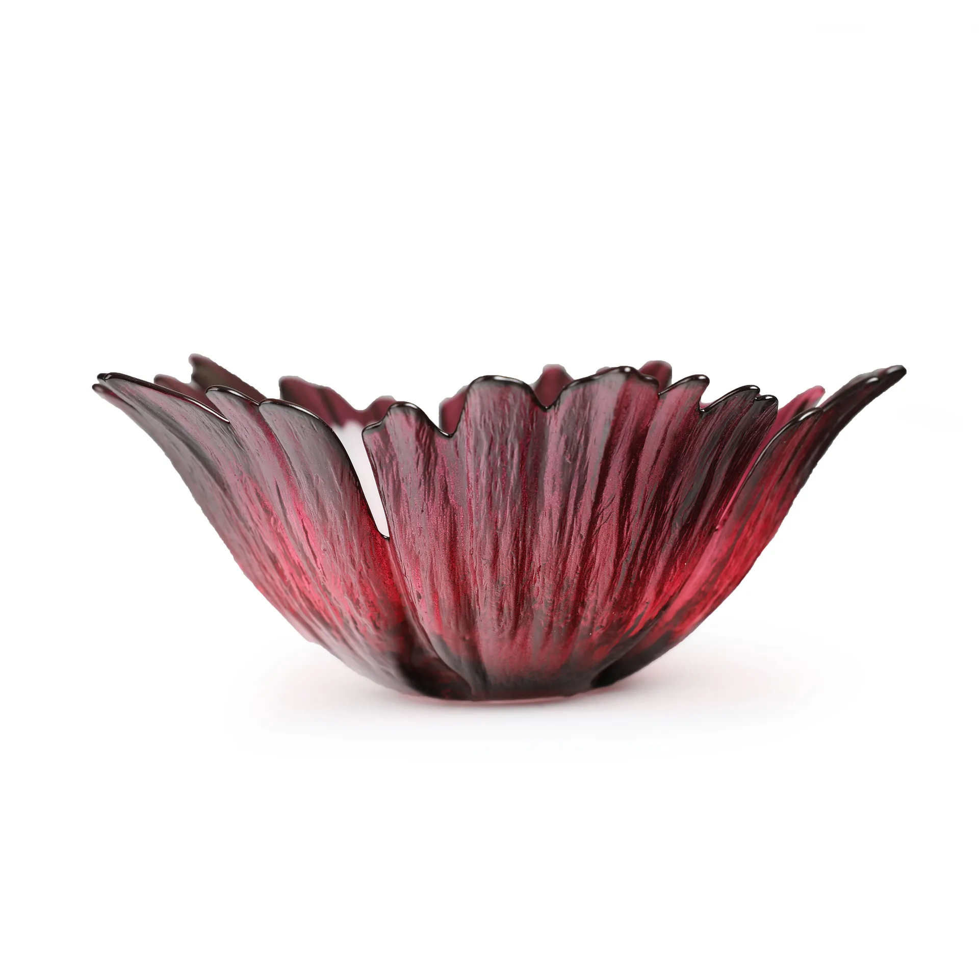 Bol en verre Fleur rose rouge, Petit Ø19 cm Målerås Glasbruk