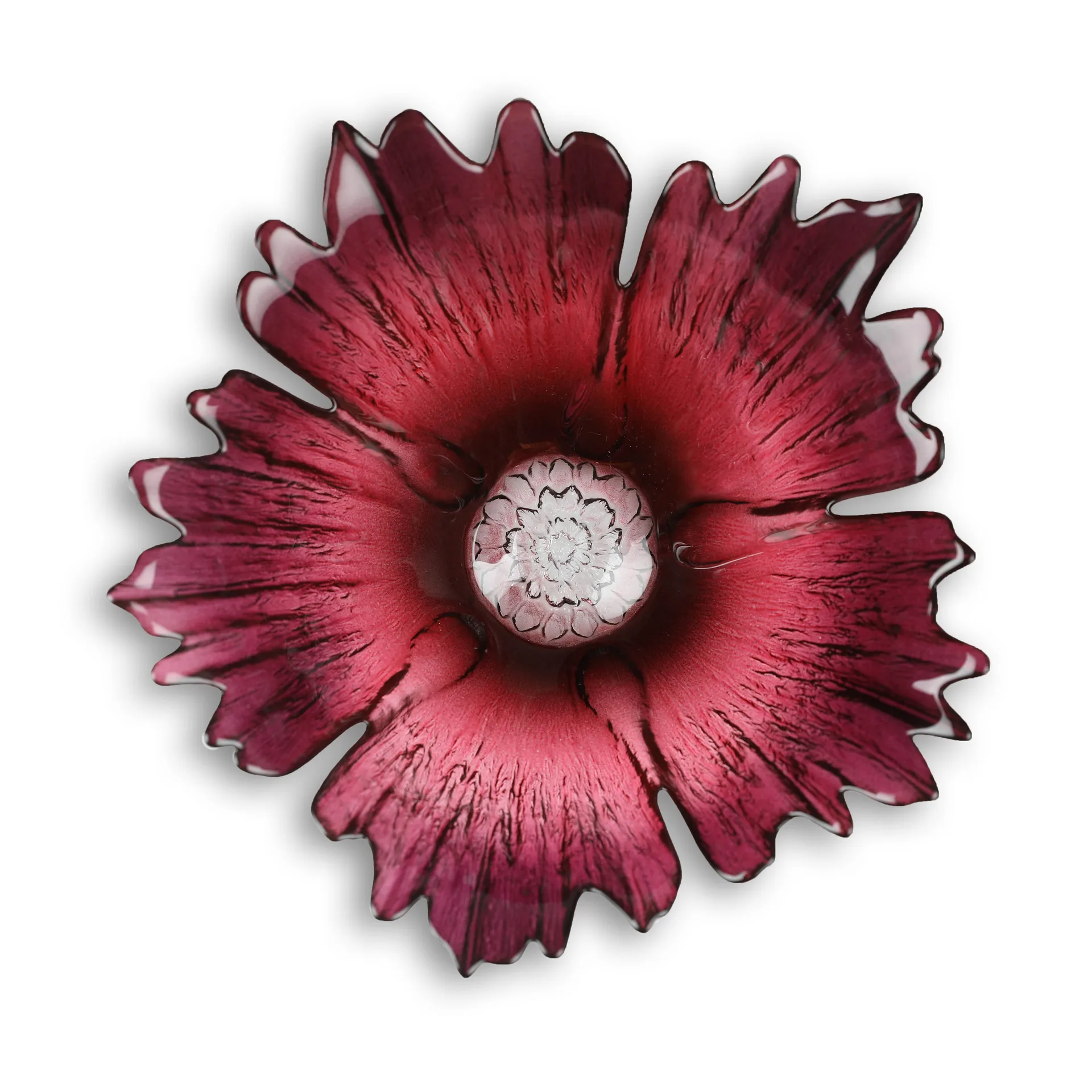 Bol en verre Fleur rose rouge, Petit Ø19 cm Målerås Glasbruk