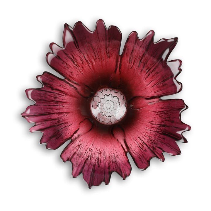 Bol en verre Fleur rose rouge - Petit Ø19 cm - Målerås Glasbruk