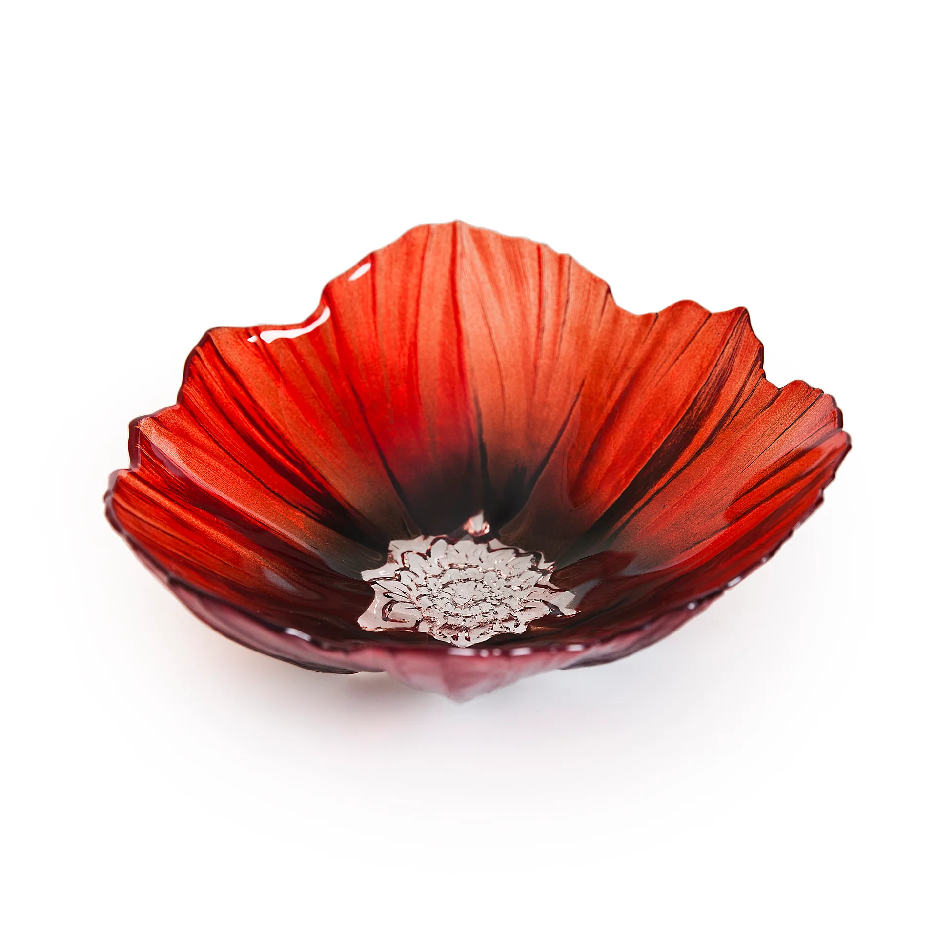 Bol Poppy moyen, Rouge-noir Målerås Glasbruk
