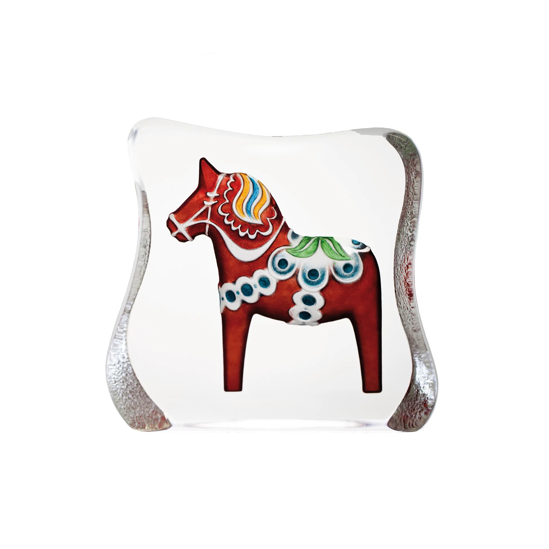 Sculpture cheval de Dalécarlie, grand rouge Målerås Glasbruk