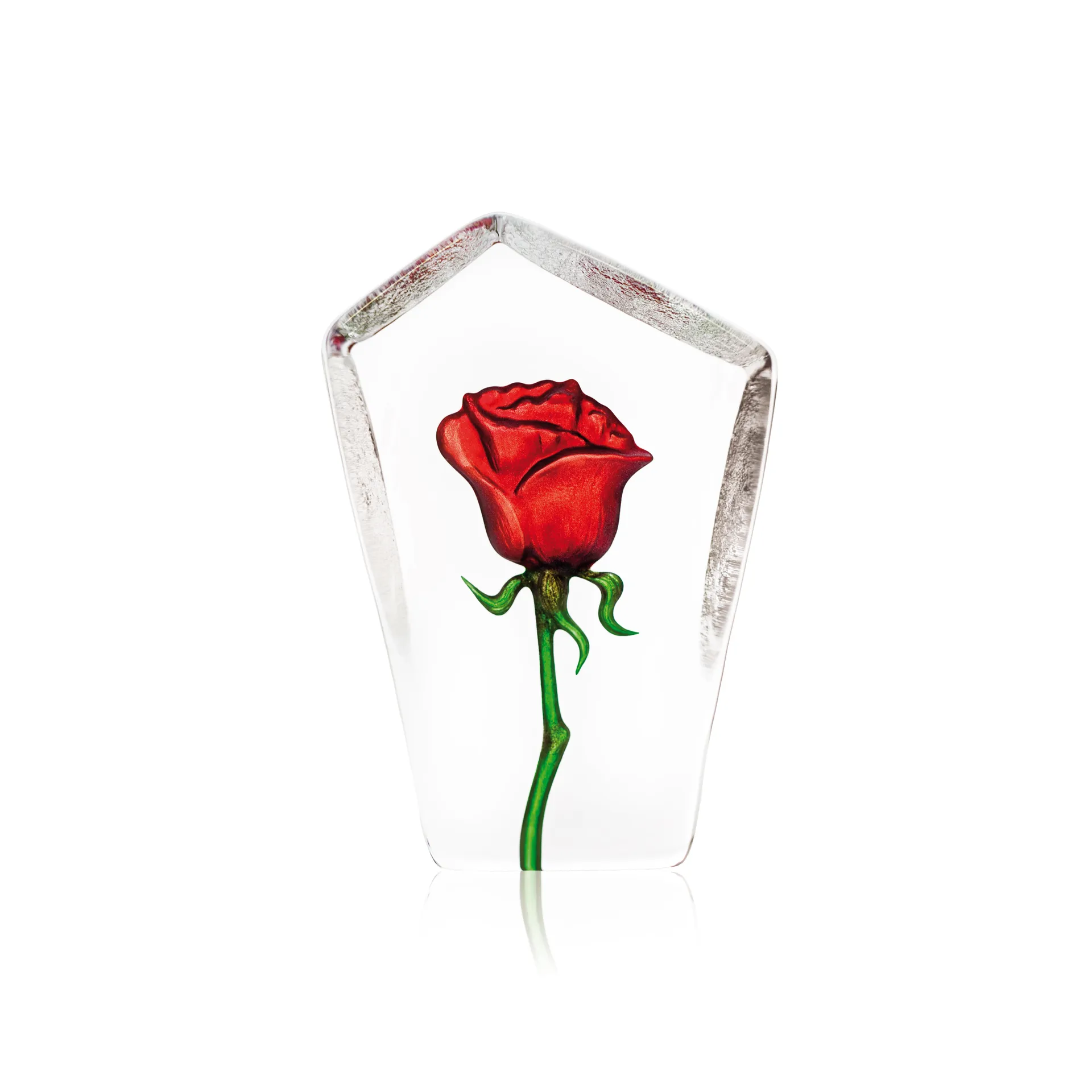 Sculpture de verre Floral Fantasy rose, Rouge Målerås Glasbruk