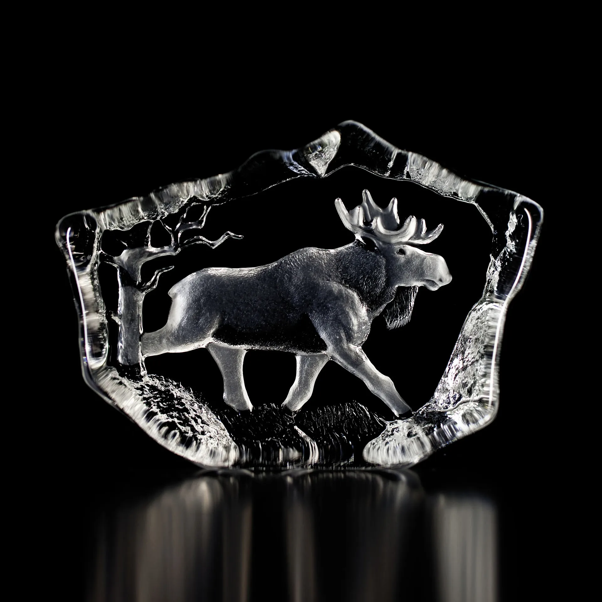 Sculpture en cristal Wildlife, élan Målerås Glasbruk