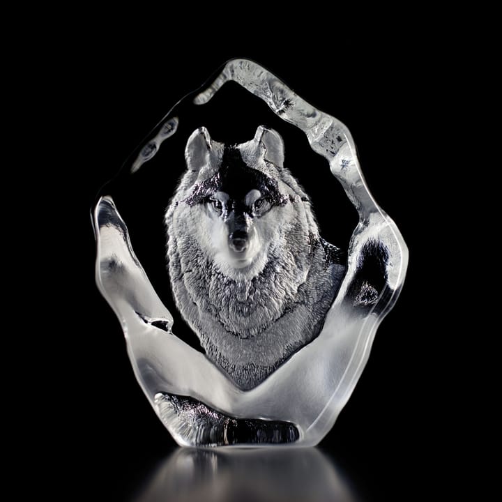 Sculpture en cristal Wildlife, loup Målerås Glasbruk