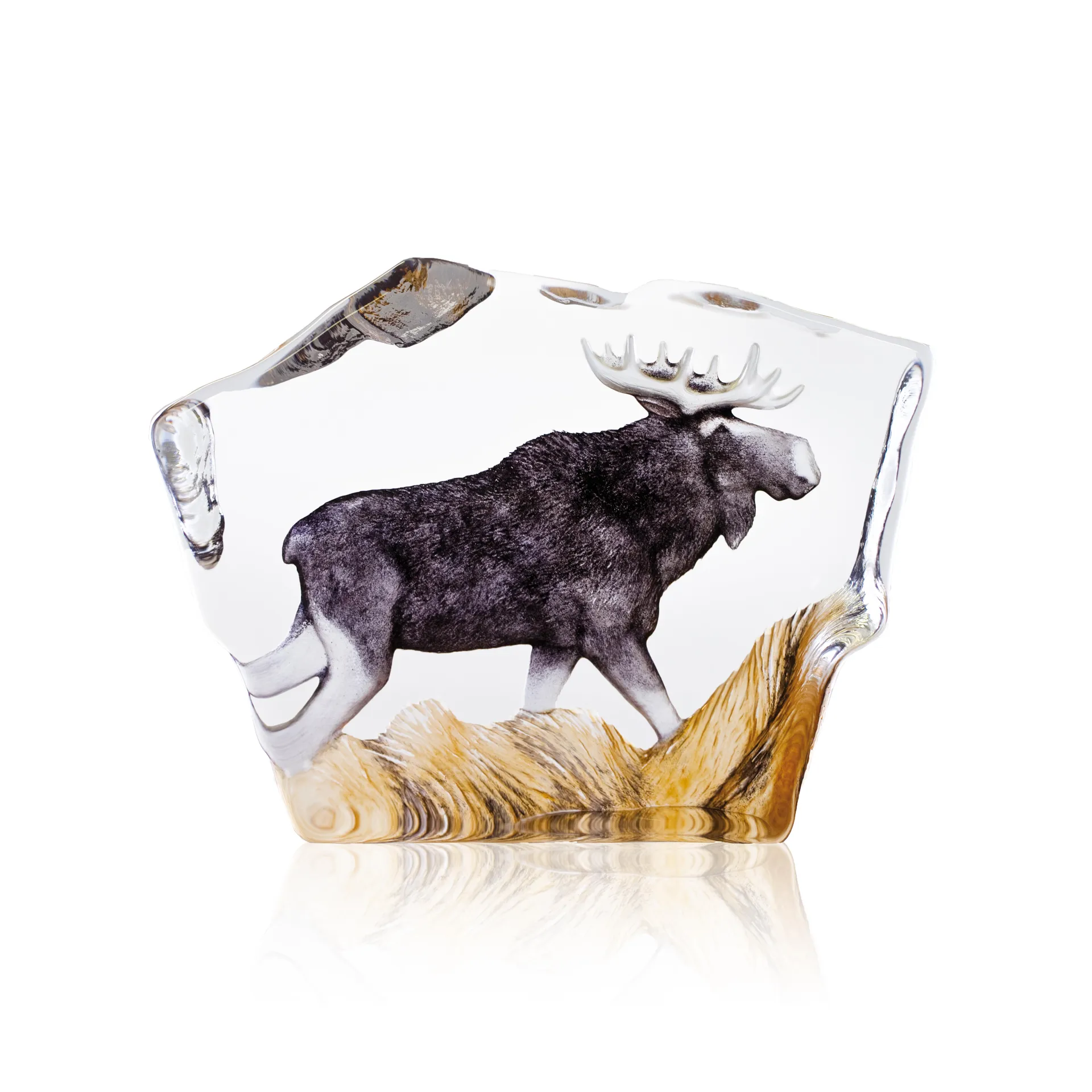 Sculpture Moose en verre, 12x16,5 cm Målerås Glasbruk